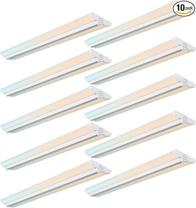 Amico 10 Pack 4FT LED Wraparound Light with 5CCT Selectable, 3500K/4000K/5000K/6000K/6500K, 30/40/50W, 6500LM Super Bright Flush Mount 4 Foot Office Ceiling Light for Kitchen Garage