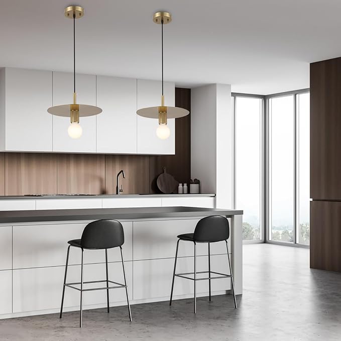 BYOLIIMA Modern Pendant Lighting Gold Farmhouse Pendant Light 11.81" Brushed Brass Dome Industrial Mid Century Knurled Texture Hanging Lamp Ceiling Light Fixture Kitchen Island Dinning Room Bedroom