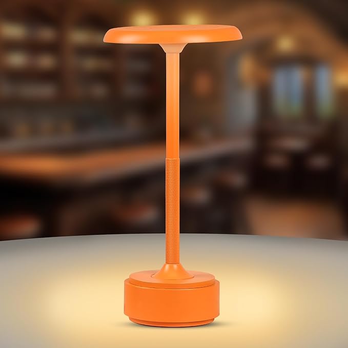 HAPYGI 5200mAh Rechargeable Cordless LED Table Lamps Touch Sensor Light, 3-Levels Portable Dimming Wireless Battery Operated Lamp,Night Light/Restaurant Table/Outdoor/Coffee/Bar (Orange)