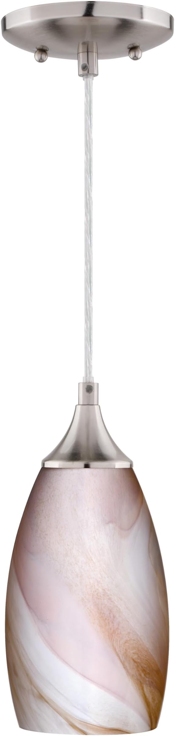 VAXCEL Milano Satin Nickel Mini Pendant Ceiling Light Amber Swirl Glass