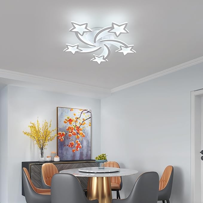 Goeco Kids Ceiling Light, 3 Light Modes (3000K/4500K/6000K) Modern Acrylic LED Close to Ceiling Light Fixture, White Star Shape Flush Mount Lamp for Kids Room, Nursery, Bedroom, Living Room