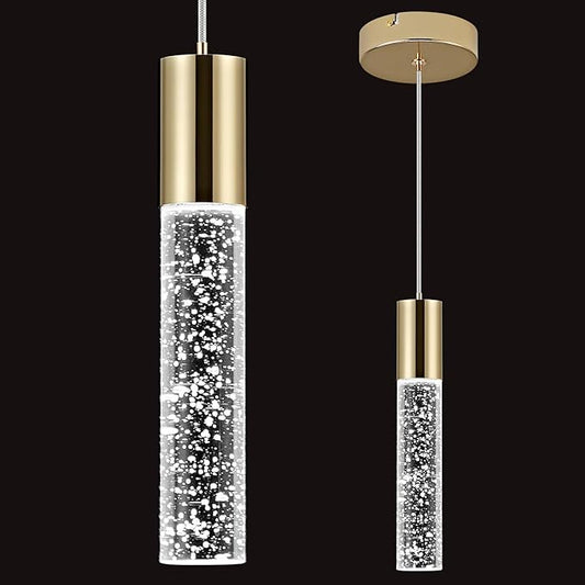 OKELI Modern Pendant Light, LED Bubble Crystal Kitchen Island Lights Fixtures,Mini Single Island Lights Pendant Lighting for Kitchen Island,Bar,6W,6000K,Gold