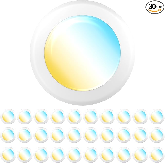 Sunco 30 Pack LED Disc Lights Ceiling 6 Inch, Flush Mount Disk Light, Recessed Can Lighting, 1050 LM, 15W (75W Equivalent), Selectable CCT 3000K/4000K/5000K/6000K/6500K, Dimmable, Damp Rated ETL
