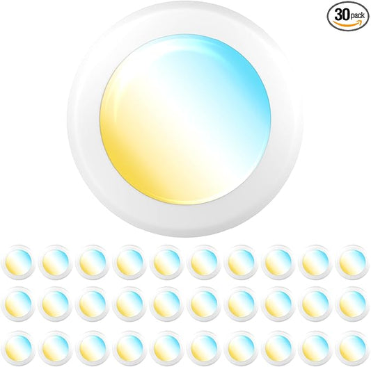 Sunco 30 Pack LED Disc Lights Ceiling 6 Inch, Flush Mount Disk Light, Recessed Can Lighting, 1050 LM, 15W (75W Equivalent), Selectable CCT 3000K/4000K/5000K/6000K/6500K, Dimmable, Damp Rated ETL