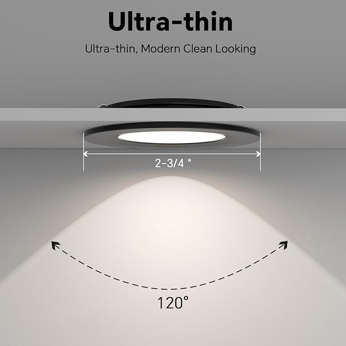 acegoo RV 2.75" Recessed LED Ceiling Light 12V Ultra-Thin Puck Light, Dimmable RV Lights Interior for Camper Van Truck Motorhome Boat Sailboat Roof Under Cabinet Lighting, 6 Pack (Black,Cool White)