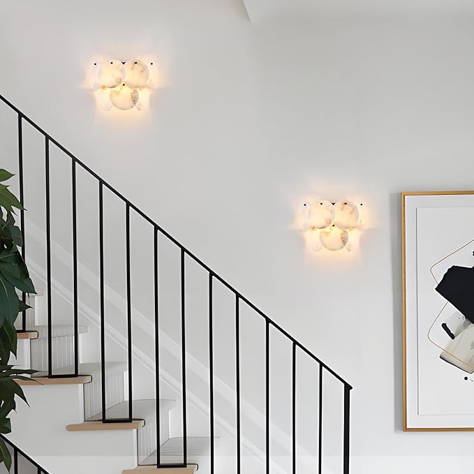 Modern Alabaster Sconce Lighting for Living Room, Contemporary Wall Sconces, Marble Sconce Wall Light Fixtures for Bedroom Entryway Bathroom, 1 Pack