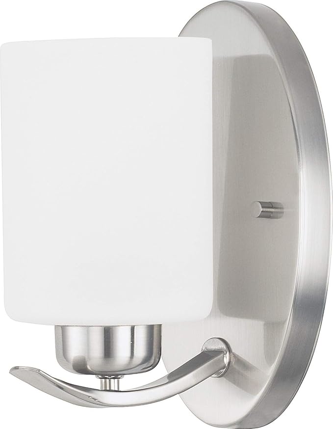 HomePlace by Capital Lighting 615211BN-338 Dixon Modern Soft White Glass Wall Sconce, 1-Light 100 Watt, 8" H x 5" W, Brushed Nickel