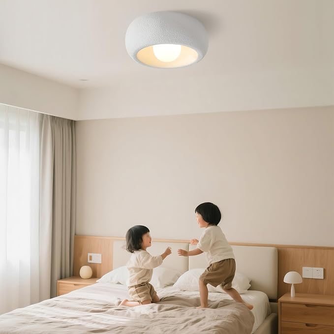 JAYMP Modern Ceiling Light for Dining Room Kitchen Island Hallway G9 Base Japanese Wabi-Sabi Style Round Lighting Fixture (Matte White, 30cm/11.8inch)