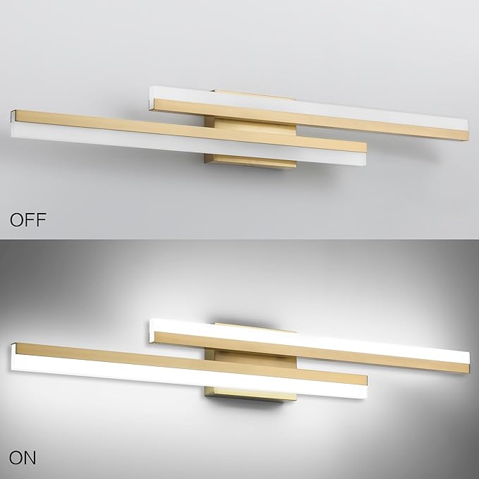 PRESDE 32 Inch LED Bathroom Light Fixtures Over Mirror Brushed Gold Vanity Light Modern Bath Lighting Bar 5CCT