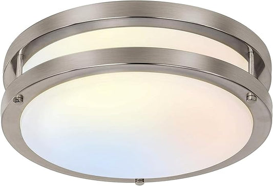 13 inch Flush Mount LED Ceiling Light Fixture, 2700K/3000K/3500K/4000K/5000K Adjustable Ceiling Lights, Brushed Nickel Saturn Dimmable Lighting for Hallway Bathroom Kitchen or Stairwell, ETL Listed