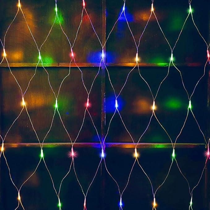 woohaha Outdoor Christmas Net Lights, 9.8FTx6.6FT 192 LED Plug-in Mesh Lights with 8 Lighting Modes, Connectable Light for Bush Christmas Garden Tree Holiday Wedding Party Decor,Multicolor