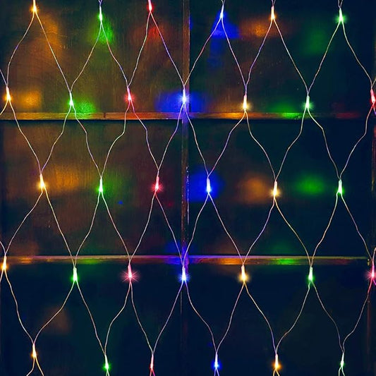 woohaha Outdoor Christmas Net Lights, 9.8FTx6.6FT 192 LED Plug-in Mesh Lights with 8 Lighting Modes, Connectable Light for Bush Christmas Garden Tree Holiday Wedding Party Decor,Multicolor