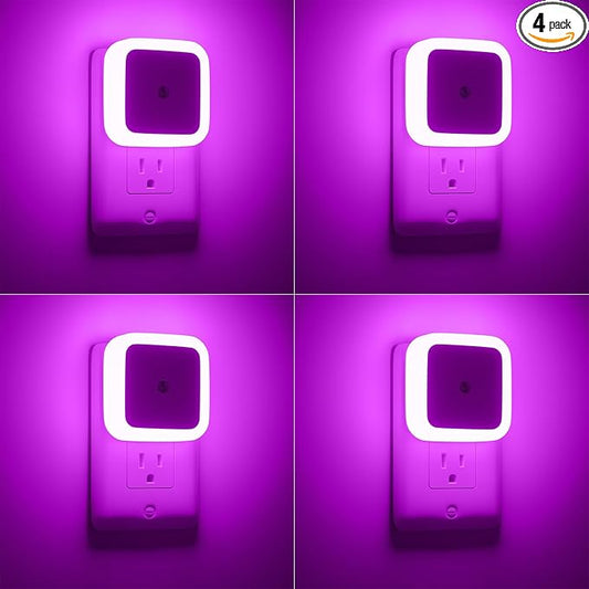 Sujeet Night Light, Night Lights Plug into Wall 4-Pack, Pink Plug in Night Light, Dusk to Dawn Night Lamp Led Night Lights for Bedroom, Bathroom, Hallway