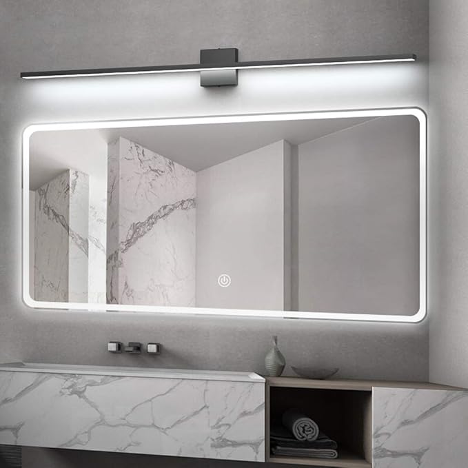 Ralbay 48inch Modern LED Black Vanity Light 46W Frosted Aluminum for Bathroom Vanity Lighting Fixtures Cool White 6000K