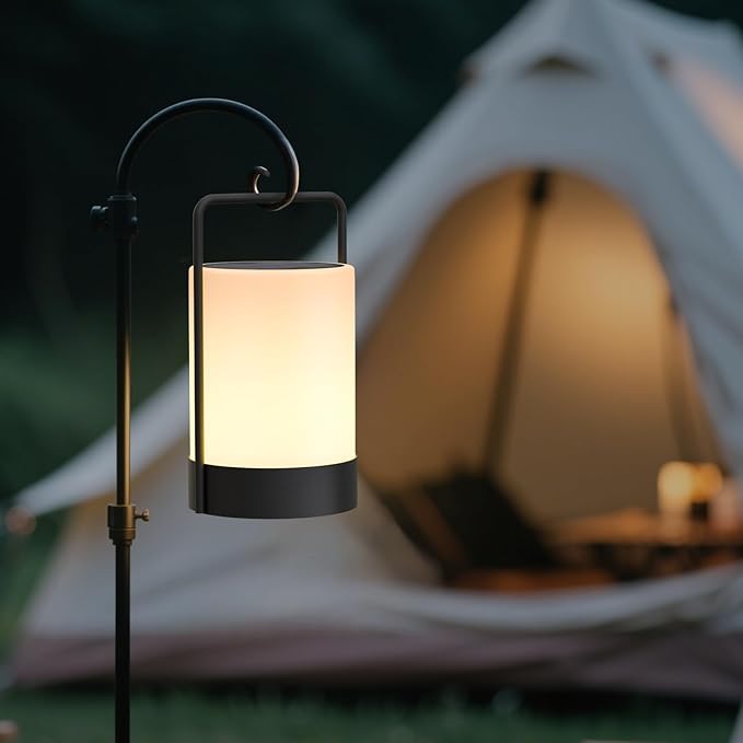 uuffoo 2 Pack Solar Lantern LED Outdoor Table Lamp Cordless Metal Frame IP44 Weather Resistant RGB and Warm White 7-15H Battery Life for Indoor Outdoor Patio Camping Restaurant Terrace By the Pool