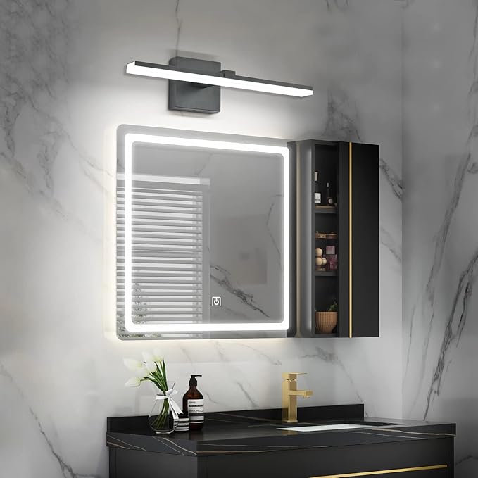 ZUZITO Black Bathroom Vanity Lights - 18 inch Modern LED Bathroom Light Fixtures Dimmable Vanity Light Acrylic Bath Room Lighting Fixture Over Mirror