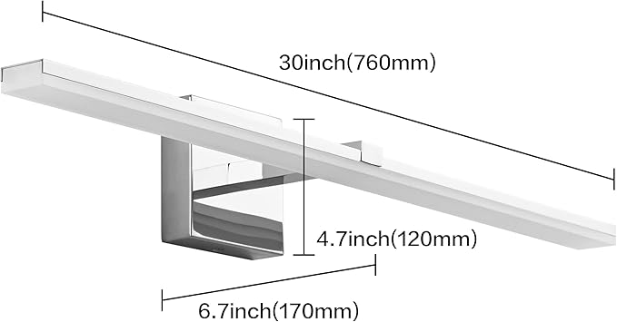 ZUZITO 30 inch Chrome Bathroom Vanity Lights Modern Bathroom Wall Lighting Fixtures 22W LED Vanity Light Bar for Bath