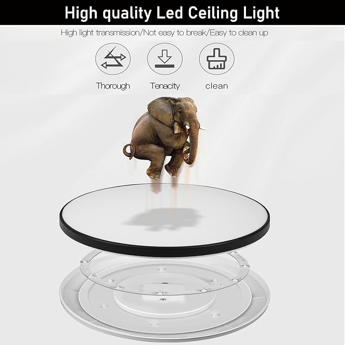 4Pack 12 Inch 3200LM Black Slim Flush Mount Ceiling Light Fixture Round Day White 6000K Thin Flat 120V Surface LED Ceiling Light 300W Equivalent