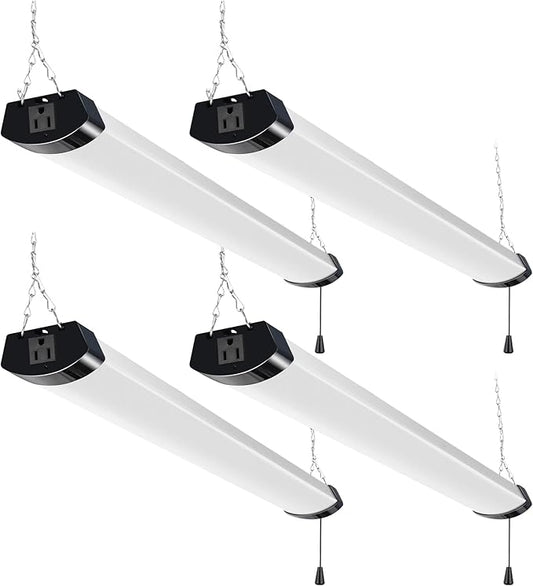 hykolity 4FT 70W LED Shop Light Linkable, 8000lm(300w Equivalent), 5000K Utility Shop Lights for Garages, Workshops, Basements, Hanging or FlushMount, with Power Cord and Pull Chain, ETL, 4 Pack