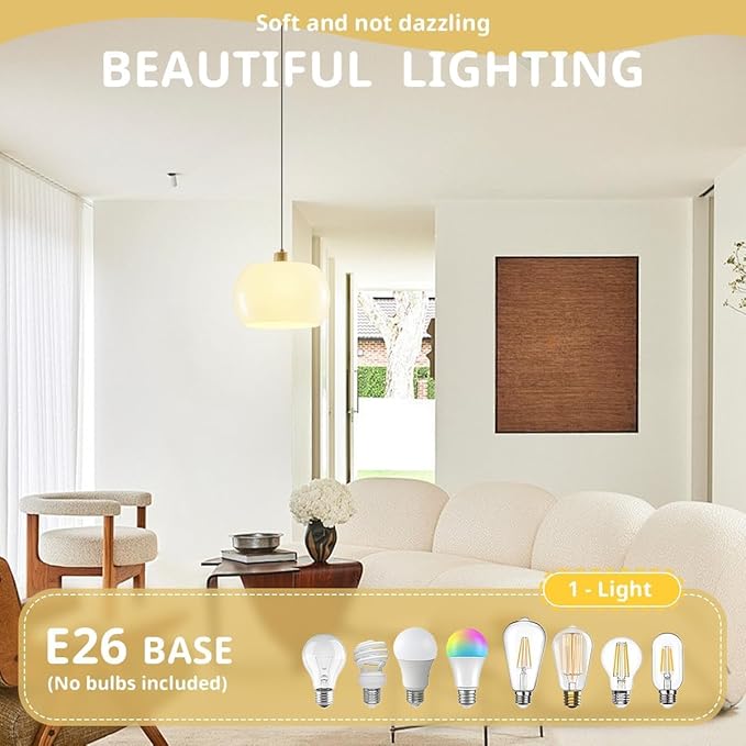 Mid Century Chandelier Light 3 Pack Kitchen Island Light Fixtures Milk Yellow Glass Shade Gold Adjustable Flush Mount Light for Living Room Entryway Bedroom