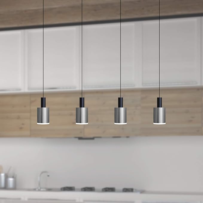 Virgo 4 Mini Pendant Lighting Black-Nickel - LED Hanging Light Fixture for Kitchen Island, Bar, Foyer - Cluster Pendants - Dimmable, Adjustable Wire, Lamp Bulb Included