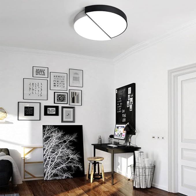 Minimalist Ceiling Lamp White Light Energy Saving LED Lights Easy to Install Lighting Fixture Decorative Black and Style Bedroom Study Living Room