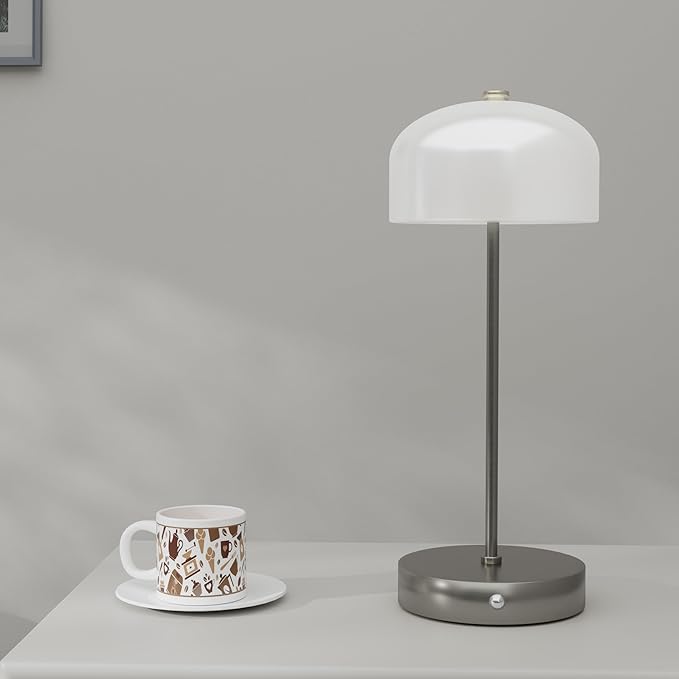 Small Portable Cordless Table Lamp, 3-Way Dimmable Touch Rechargeable Battery Powered Mushroom Lamp Bedroom Dining Table Living Room Shelf Decor,Gold