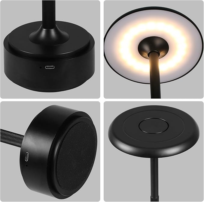 HAPYGI 5200mAh Rechargeable Cordless LED Table Lamps Touch Sensor Light, 3-Levels Portable Dimming Wireless Battery Operated Lamp,Night Light/Restaurant Table/Outdoor/Coffee/Bar (Black)