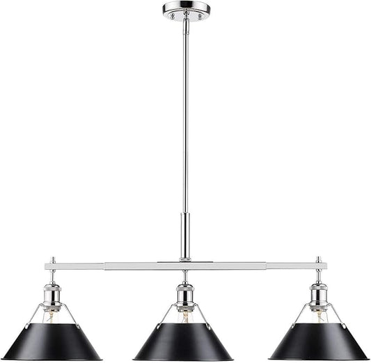 Golden Lighting 3306-LP CH-BLK Orwell Linear Pendant, Chrome with Black Shade