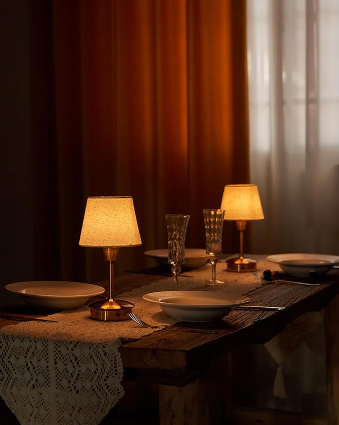 2 Pack Small Cordless Table Lamp for Restaurant Dinner Table, 5200mAh Battery Operated Lamps, Rechargeable Portable Dimmable Touch Bedside Night Light for Side End Table Dining Room Patio Outdoor