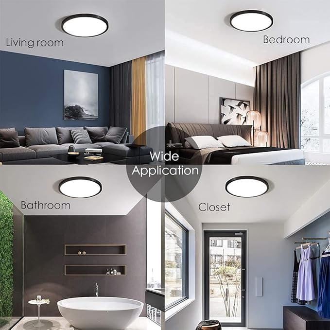 6Pack 12Inch 3200LM LED Flush Mount Ceiling Light,28W White 6000K,120V Slim Surface Mount Ceiling Light Fixture for Kitchen Bedroom Living Room