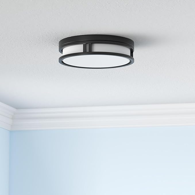 12.5 Inch LED Flush Mount Ceiling Light Fixture, 26W, Super Bright 1700 Lumens, 3 Color 3000K/4000K/5000K, Dimmable Ceiling Lamp for Bedroom Hallway Bathroom Kitchen (Black)