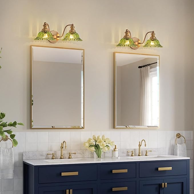 XIEDUN Green 2 Light Vanity Light Bathroom Light Vintage Bathroom Light Fixtures