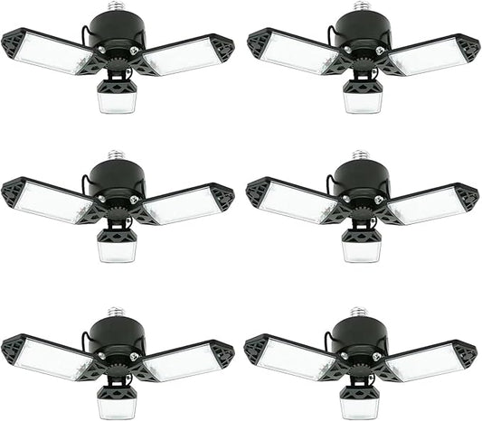 LED Garage Light, 80W 8000 Lumen Ceiling Lights with 3 Adjustable Panels, 6500K Daylight Light Bulb Fixture LED Lights for Garage, Workshop (80W 6Pack)