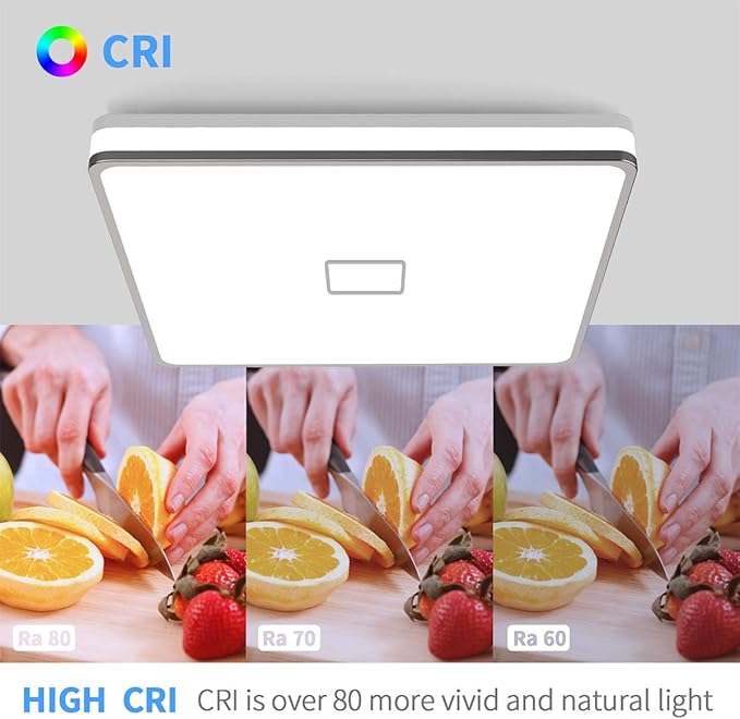Airand LED Ceiling Light Fixtures Flush Mount 12.8inch 24W Bright White Square LED Ceiling Lamp 5000K, 2050LM Daylight Waterproof Bathroom Ceiling Light for Kitchen Hallway Porch Living Room Bedroom