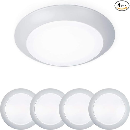 WAC Lighting Disc 4in LED Round Flush Mount with Recessed Retrofit Kit 3000K CCT 12W 725 Lumens in White (Pack of 4)