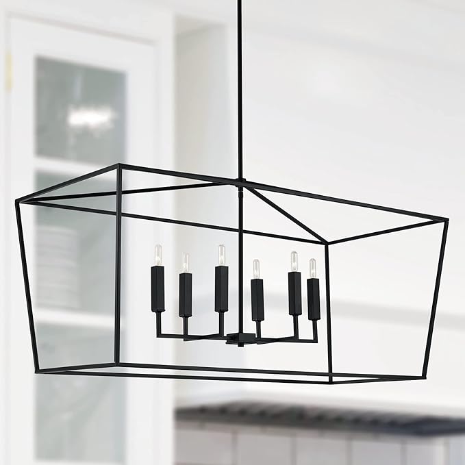 Capital Lighting 837661PN Thea Symmetrical Clear Line Island/Linear Pendant, 6-Light 360 Total Watts, 21" H x 42" W, Polished Nickel