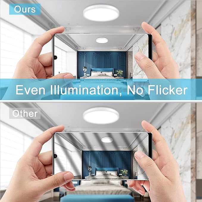 9 Inch White LED Flush Mount Ceiling Light, 5000K Daylight White Low Profile LED Ceiling Light, 18W 1800LM, Round Slim Flat Ceiling Lights Fixture for Closets Bedroom Hallway Stairwells Porch