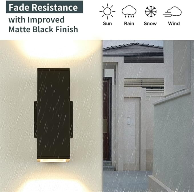 Outdoor Wall Lights, Up Down Porch Lights, Modern Exterior Light Fixture, Waterproof Anti-Rust Outdoor Wall Sconce,14w,Matte Black (BD001)
