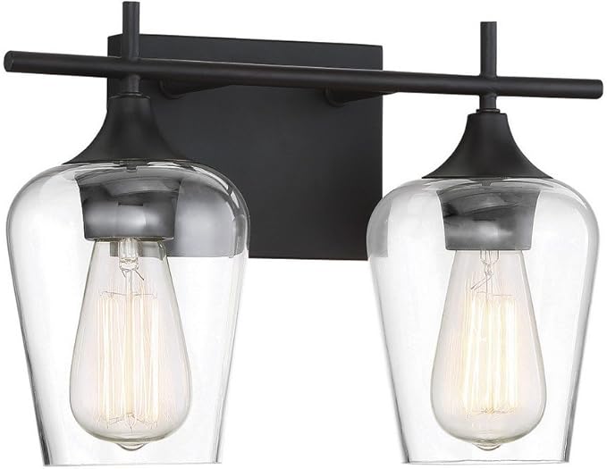 Savoy House 8-4030-2-13 Octave Bohemian Clear Glass Bathroom Vanity Wall Light, 2-Light 120 Total Watts, 10" H x 14" W, English Bronze