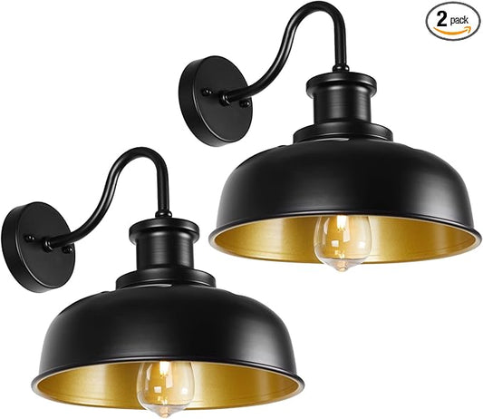 Solar Barn Lights for Outside, Outdoor Wall Light Solar Powered, Farmhouse Exterior Wall Sconces, Industrial Outside Lighting Fixture, Rustic Lanterns Work with Gooseneck Barn Shed Coop Patio