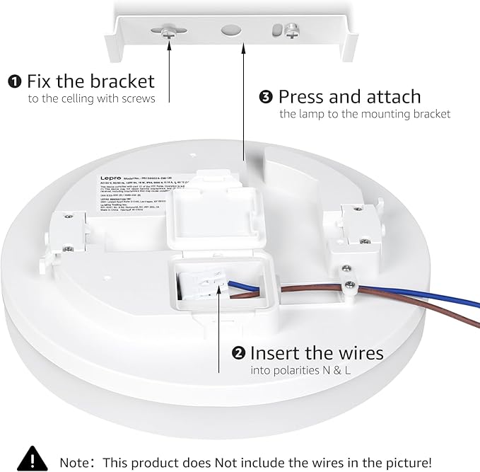 Lepro 11 inch 24 watt Flush Mount LED Ceiling Light 2400 Lumen 200 watt Equivalent, Waterproof, Daylight White 5000 Kelvin Bright Ceiling Fixture for Kitchen, Bathroom, Laundry, Hallway, Not-Dimmable