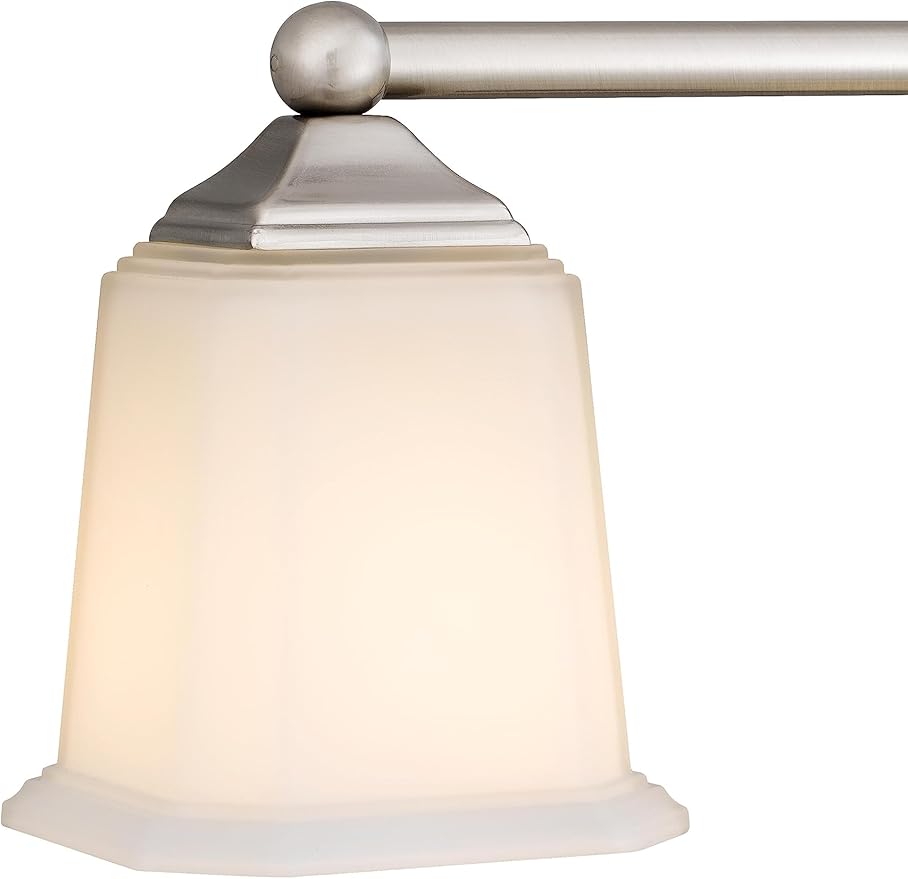 Tawson Nox Vintage 4-Light Vanity Light Modern Wall Sconce Lighting Brushed Nickel with White Glass Shade for Bathroom, Hallway, Entryway, Kitchen, Mirror, Laundry Room