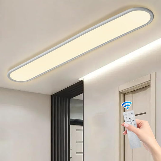 Ganeed 4.59FT 60W Dimmable Modern LED Linear Kitchen Ceiling Lamp, High Brightness Flush Mount Low Profile Long Ceiling Light Fixture for Shop Lighting Home Closet Laundry, White