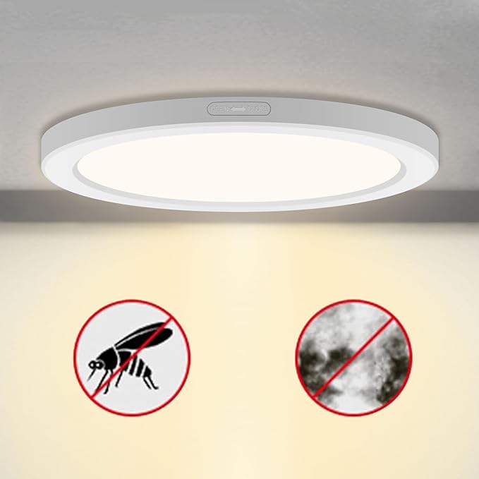 Flush Mount Ceiling Light Fixture - ETL Certified - 5 Inch Dimmable 3000K Warm White LED, 0.63'' Ultra Thin Round Design for Bedroom, Bathroom, Kitchen, Hallway, Basement, Closet (9-Pack)‌