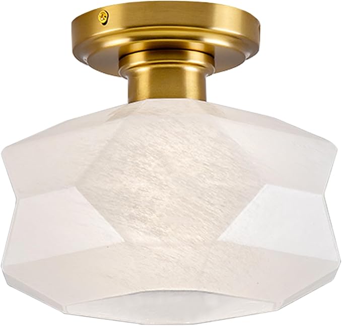 9.1" Schoolhouse Semi Flush Mount Ceiling Light Fixture, Frosted Glass Shade, Modern Farmhouse Light Fixtures for Living Room, Bedroom, Kitchen, Hallway, Laundry