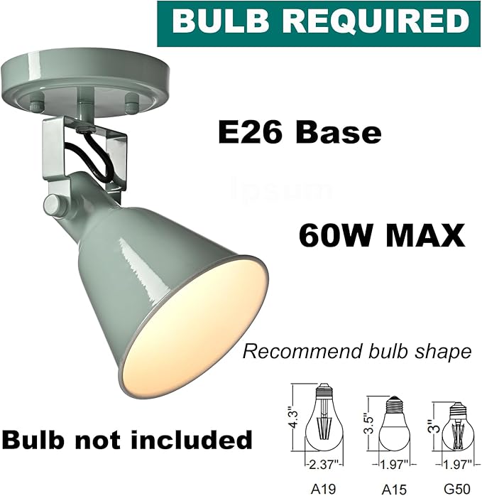 DIRYZON 1-Light Adjustable Sea Blue Green Spotlight, Semi Flush Mount Ceiling Light Fixture Track Light for Bedroom, Kitchen, Hallway & Wall Art Display