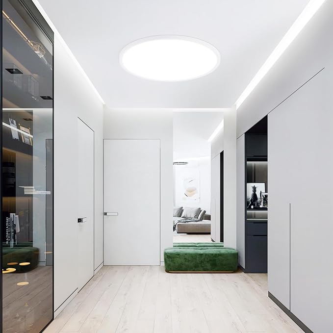 12 inch Led Ceiling Light, 24W Ultra Thin Dimmable Flush Mount Light, 2700K/3500K/4000K/5000K/6500K Selectable Round Ceiling Lamp for Bedroom Kitchen Living Room