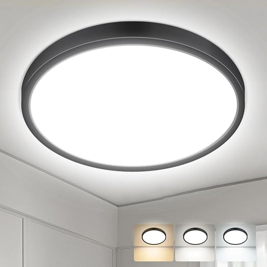 hepside 23INCH Big Dimmable Flush Mount Ceiling Light Fixture Black, 3CCT Selectable 3000/4000/6500K Ceiling Lamp, 56W 5600LM Super Bright Low Profile Light for Bedroom, Kitchen, Bathroom, Hallway