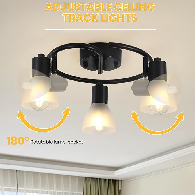 KEESFU 3-Light Kitchen Flush Mount Ceiling Light，Modern Round Track Lighting Fixtures，Directional Ceiling Spot Light for Dining Room Bedroom Hallway.